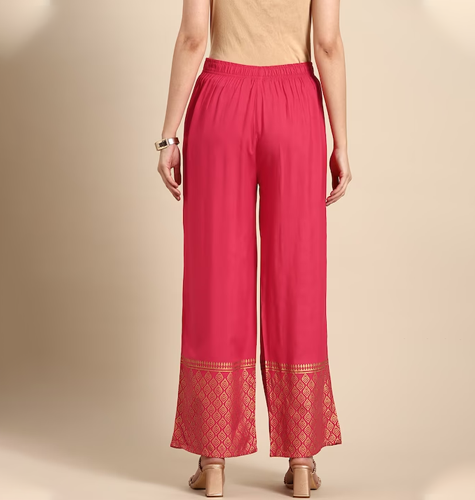 Women Ethnic Motifs Hem Design Ethnic Palazzos